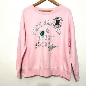 Stranger Things Justice Light Pink Graphic Sweatshirt Friendship Is Everything